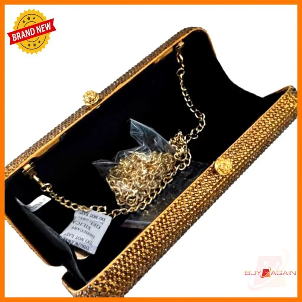 Mini Rhinestone Clutch with Detachable Chain Straps for Formal Events